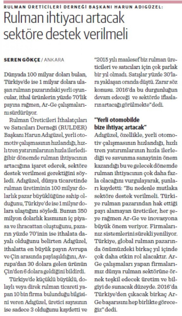 3 Şubat 2016 Dünya Gazetesi 